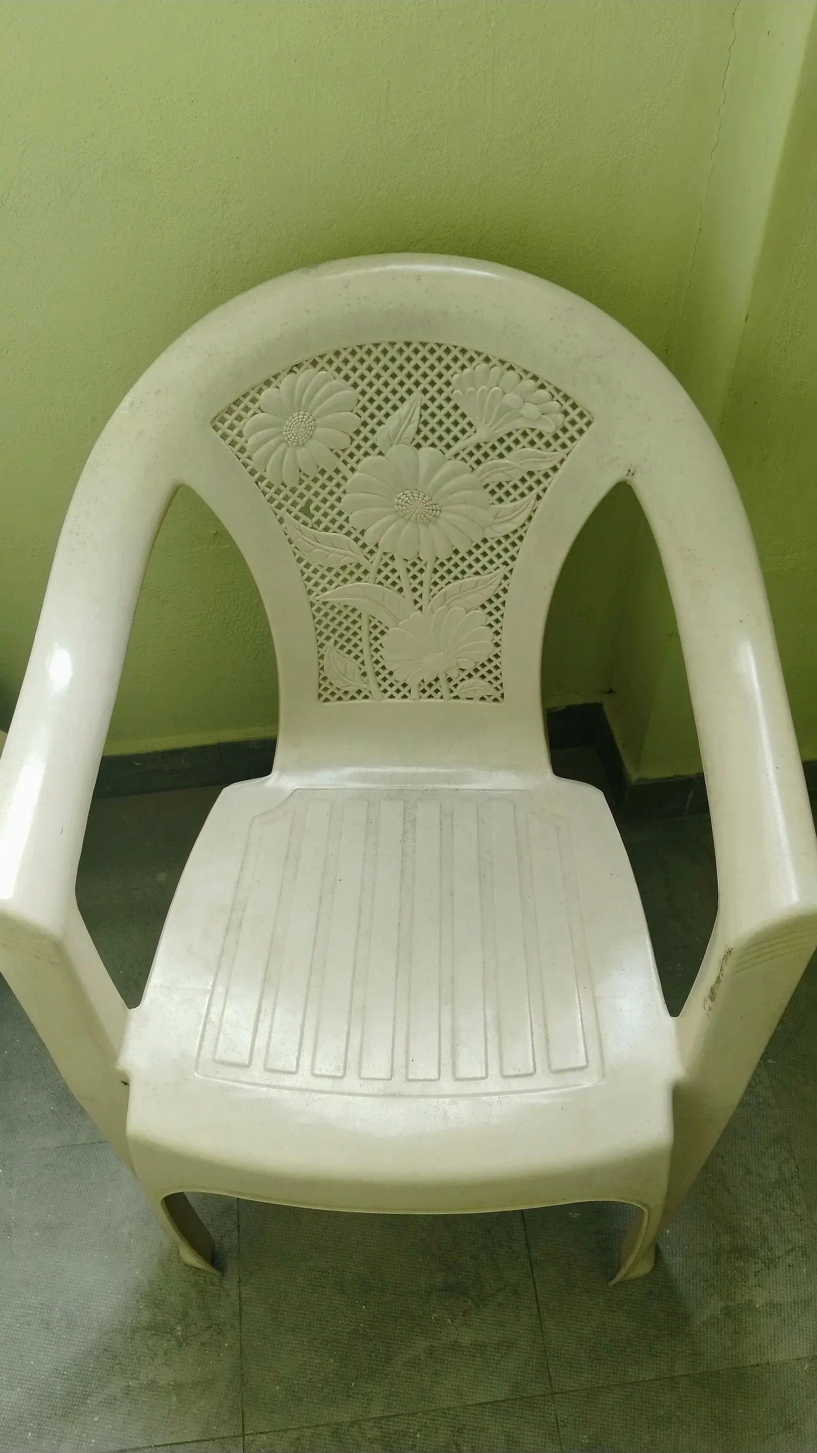 Plastic Armchair with Floral Backrest