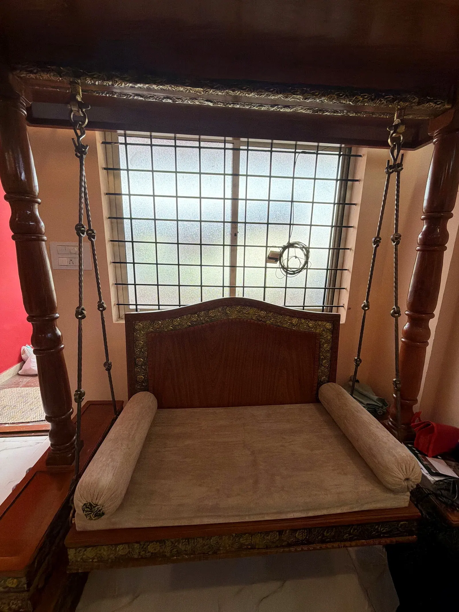 Rajasthani Teak Wood Swing 2 Seater thumbnail 2