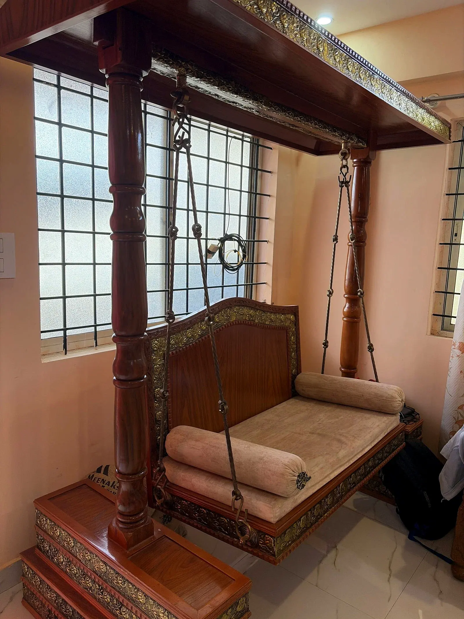 Rajasthani Teak Wood Swing 2 Seater thumbnail 3