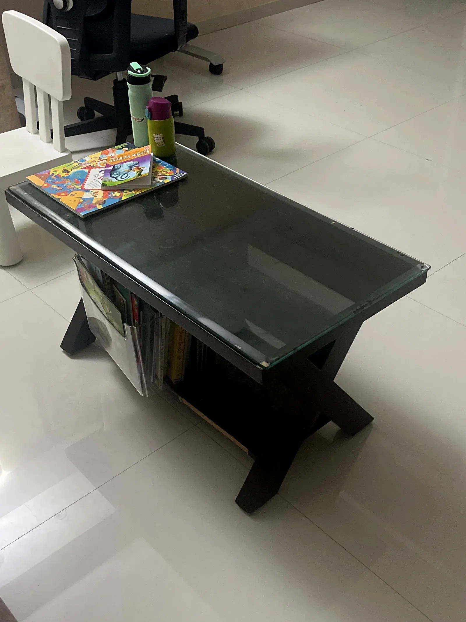 Wooden Coffee Table Glass Top thumbnail 2