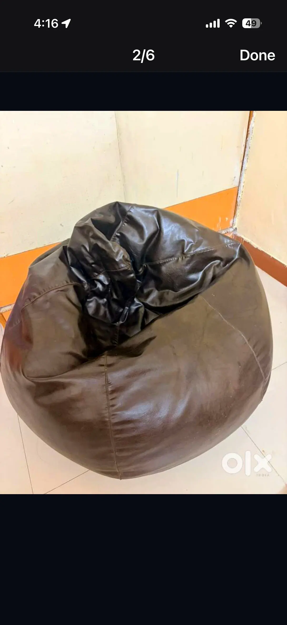 Leather Bean Bag Chair Brown thumbnail 2