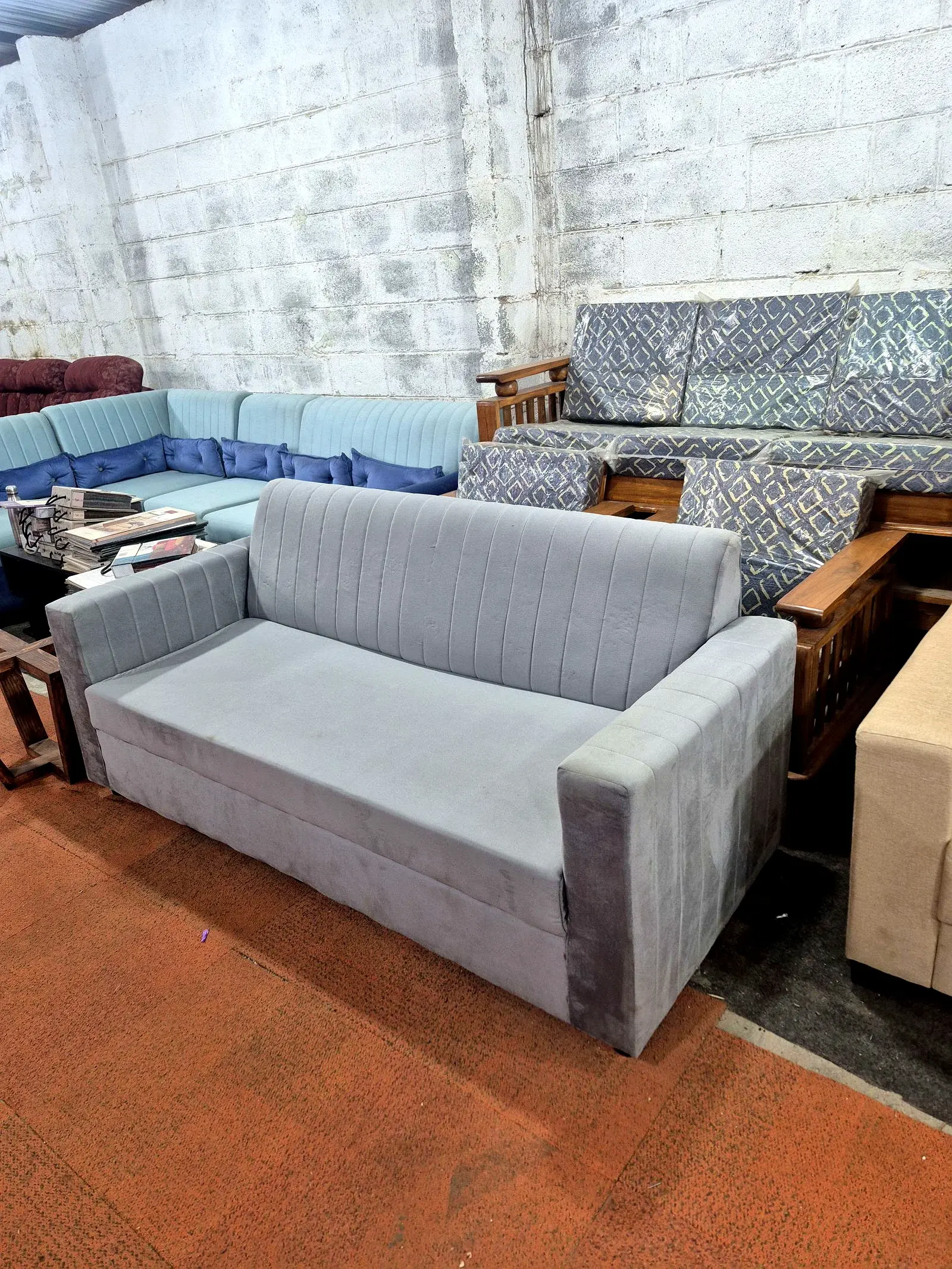 3 Seater Sofa Velvet Evershine thumbnail 2