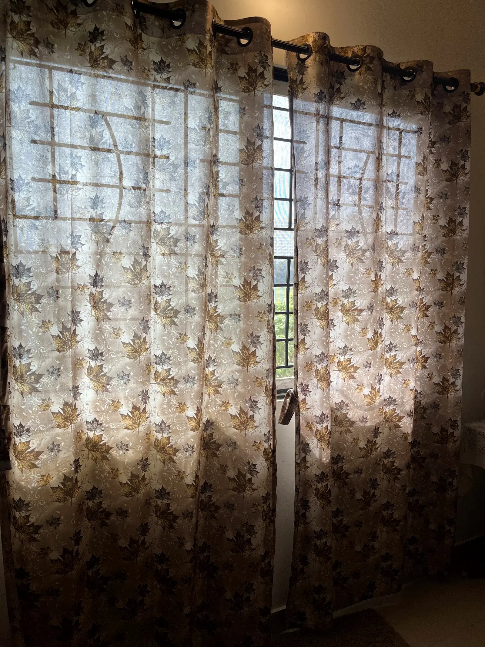 Sheer Leaf Pattern Curtains